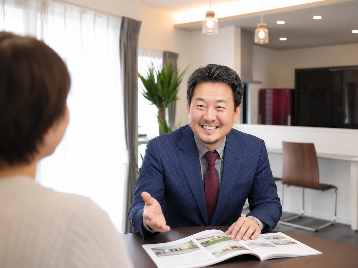 不動産会社選びに不安はありませんか? 1 さんぜろ不動産のスタッフによる接客の様子