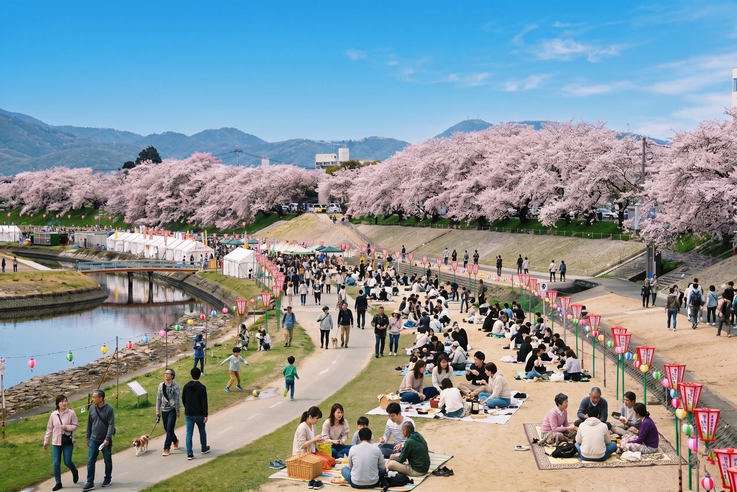 旭川土手の桜並木 操山学区